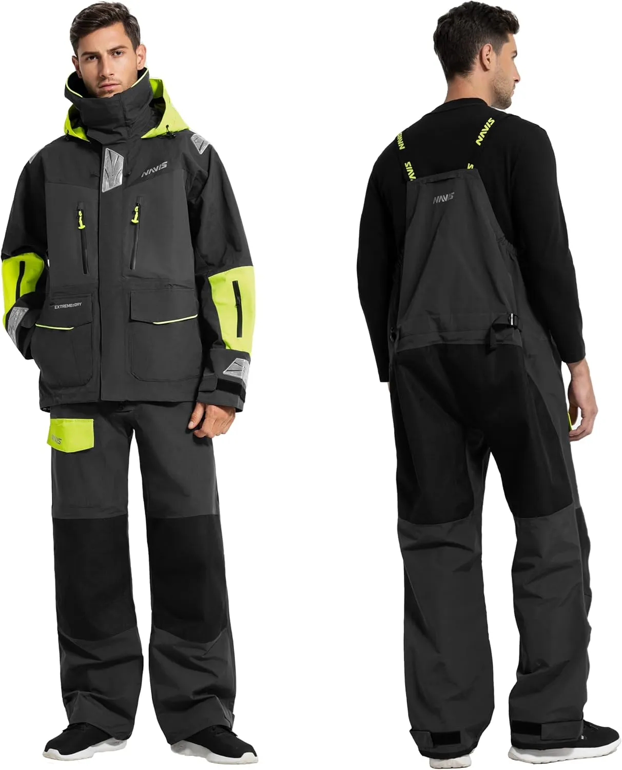 Men's Sailing Jacket & Bib Pants - Ocean PRO 3-Layer Shell, Waterproof, Breathable, Durable Combo Set