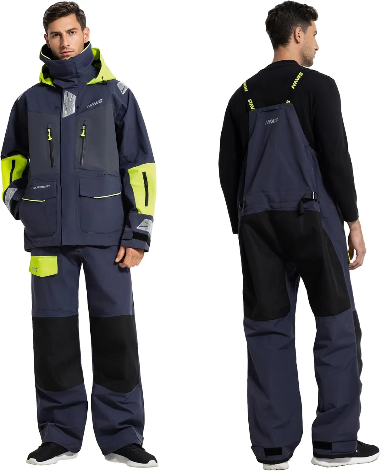 Men's Sailing Jacket & Bib Pants - Ocean PRO 3-Layer Shell, Waterproof, Breathable, Durable Combo Set