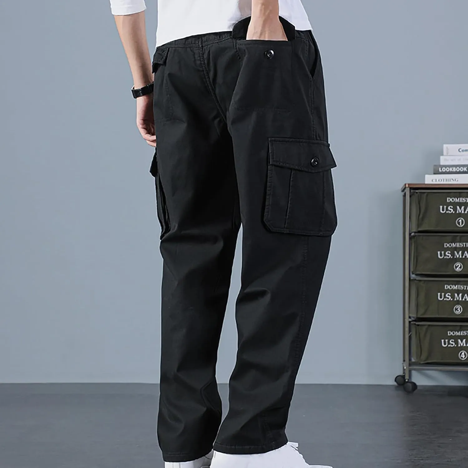 Men's Sherpa Fleece Lined Cargo Pant Outdoor Casual Military Combat Work Ski Hiking Pants Thermal Hiking Pants Winter