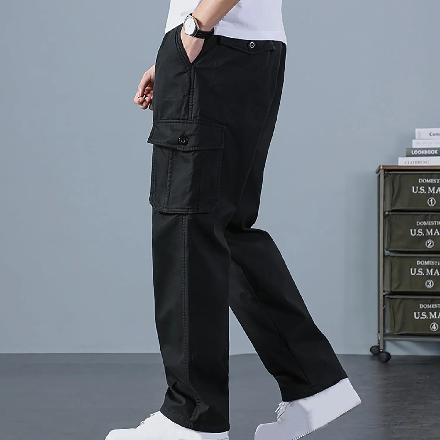 Men's Sherpa Fleece Lined Cargo Pant Outdoor Casual Military Combat Work Ski Hiking Pants Thermal Hiking Pants Winter