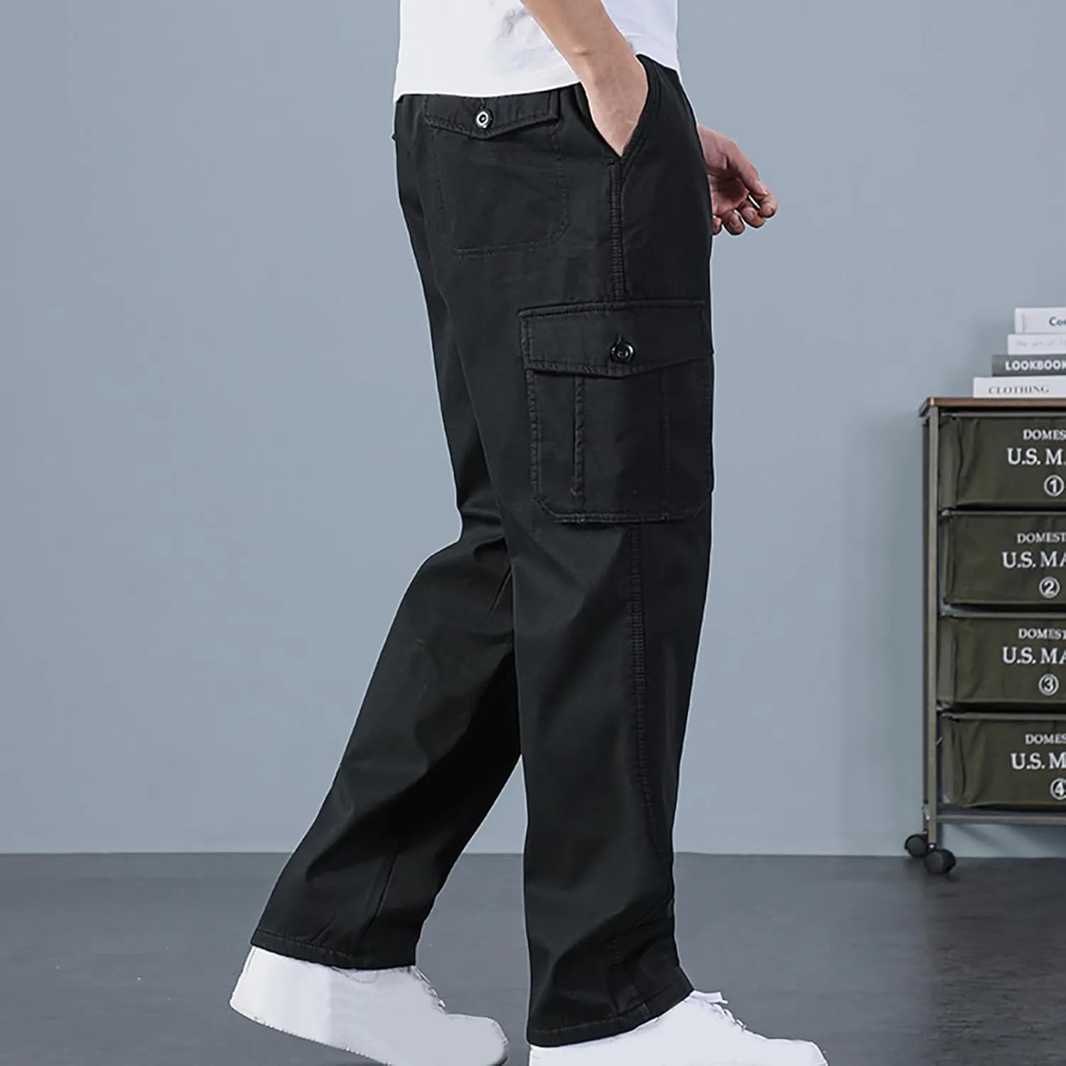 Men's Sherpa Fleece Lined Cargo Pant Outdoor Casual Military Combat Work Ski Hiking Pants Thermal Hiking Pants Winter