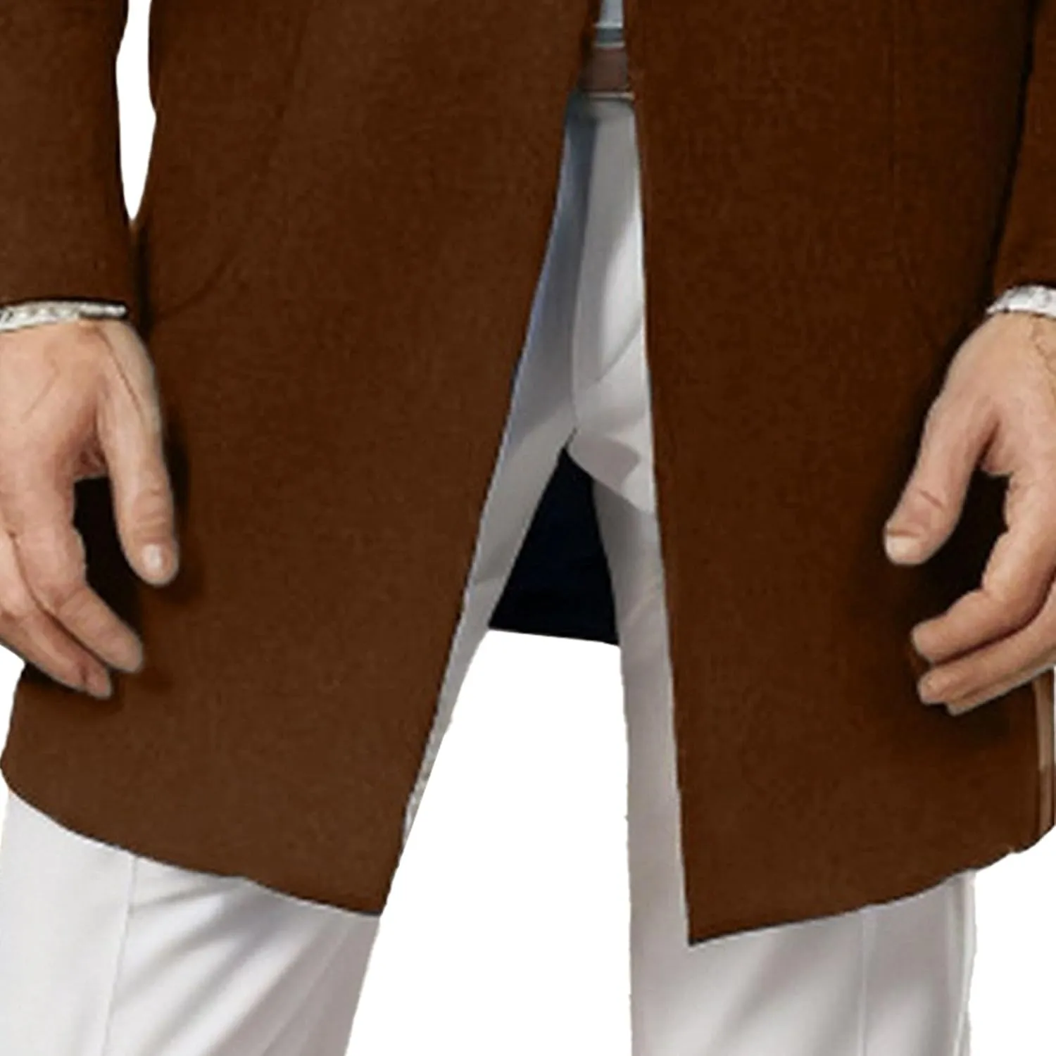 Men's Single Breasted Business Windbreaker Woolen Blend Long Trench Coat with Pocket Fall Winter Business Coat