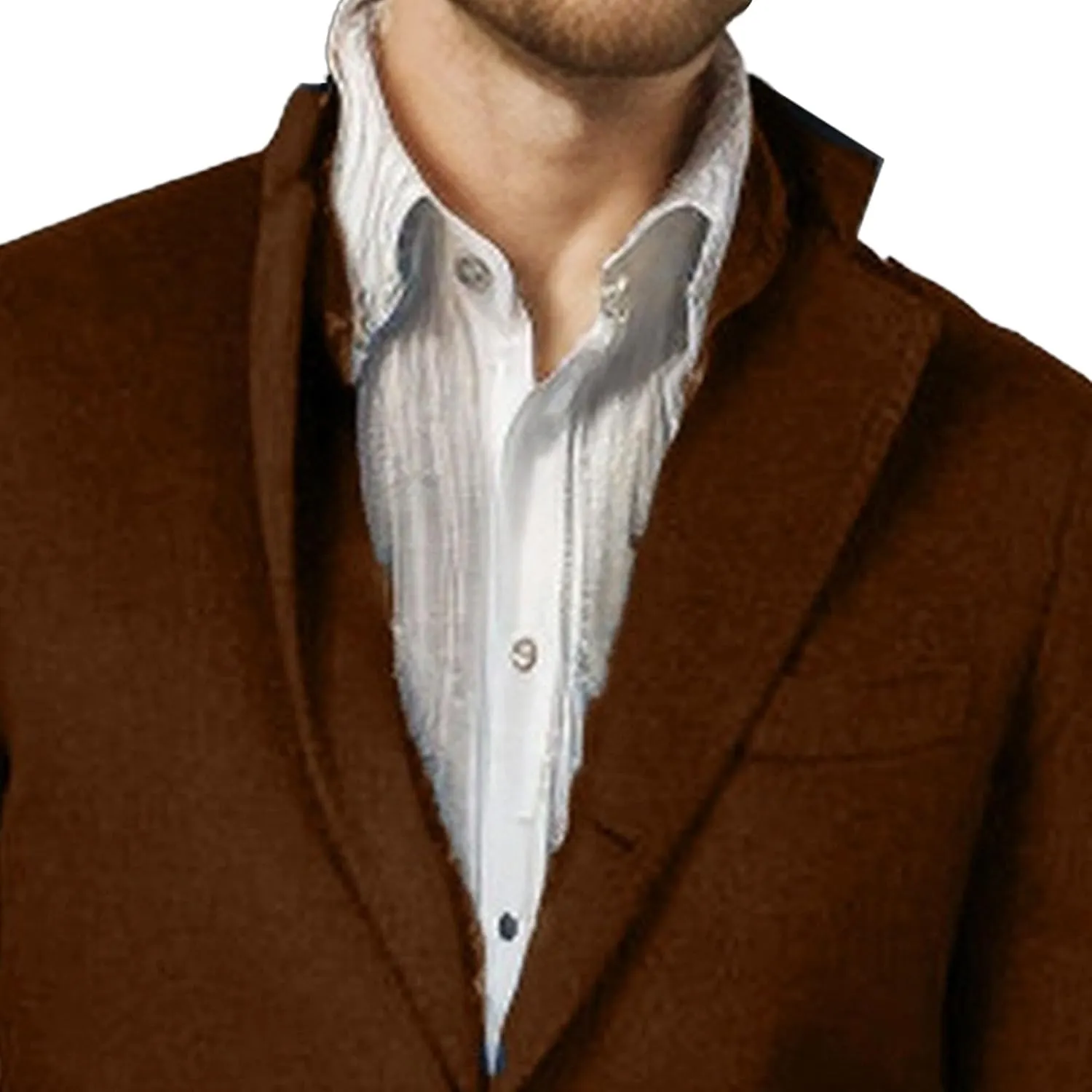 Men's Single Breasted Business Windbreaker Woolen Blend Long Trench Coat with Pocket Fall Winter Business Coat