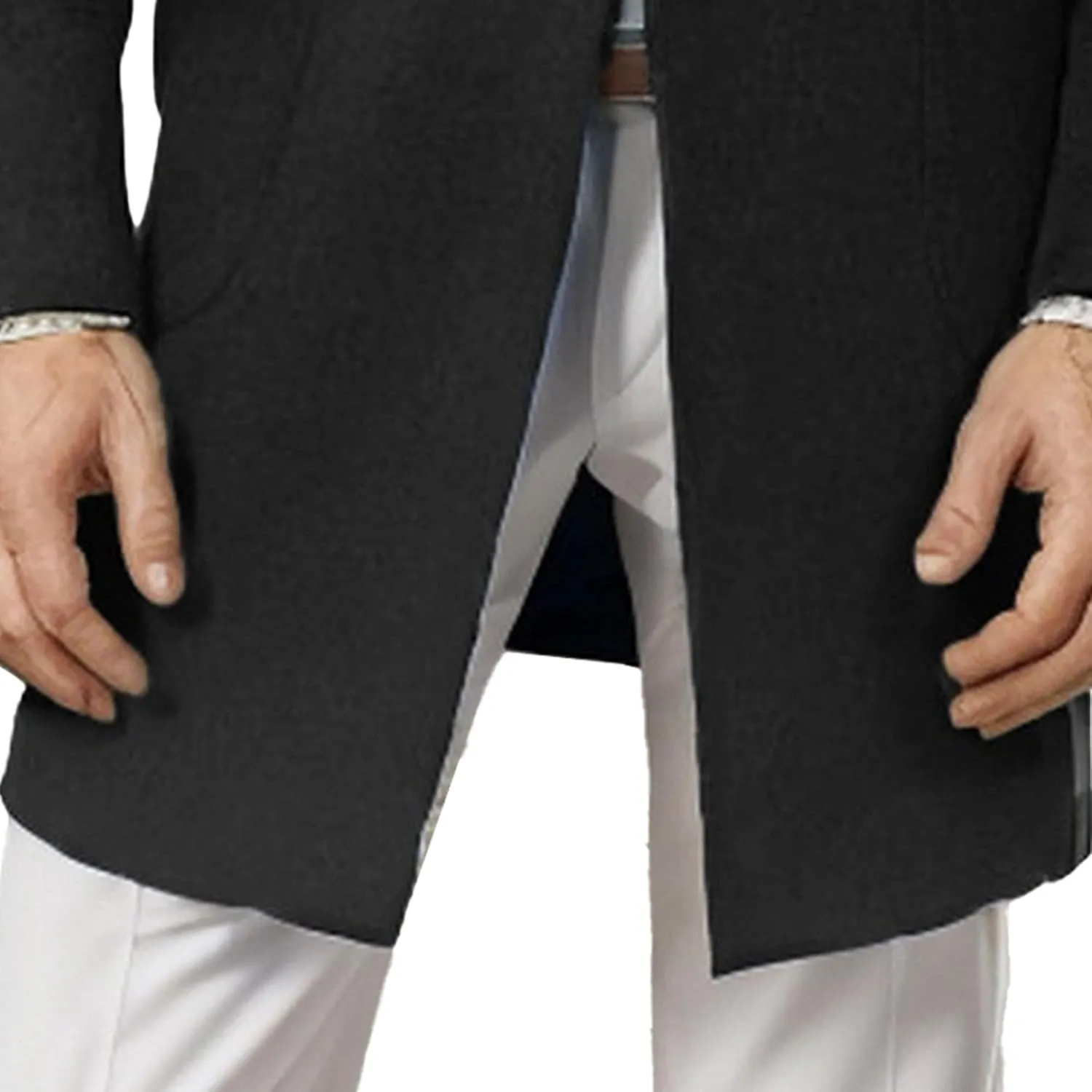 Men's Single Breasted Business Windbreaker Woolen Blend Long Trench Coat with Pocket Fall Winter Business Coat