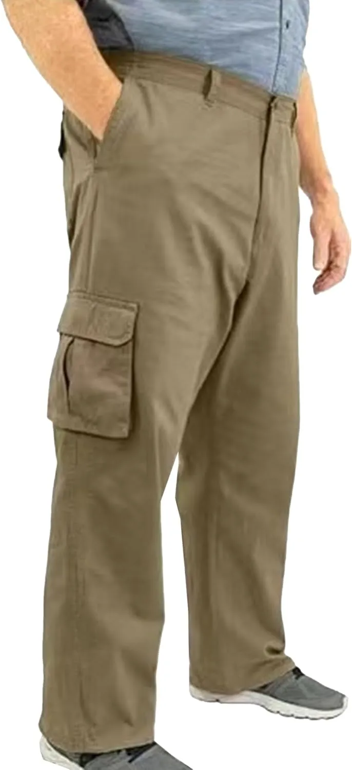 Men's Straight Flex Cargo Pant Trendy Slim Fit Work Pockets Trousers Casual Vintage Paratrooper Slack