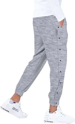 Mens Streetwear Cargo Jogger Pants Loose Fit Button Side Basketball Training Joggers with Elastic Cuffs Sweatpants