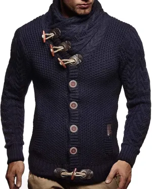 Men's Turtleneck Cable Knit Button Down Cardigan,Fall Winter Pullover Casual Sweaters