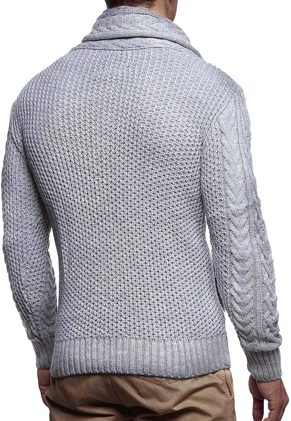Men's Turtleneck Cable Knit Button Down Cardigan,Fall Winter Pullover Casual Sweaters