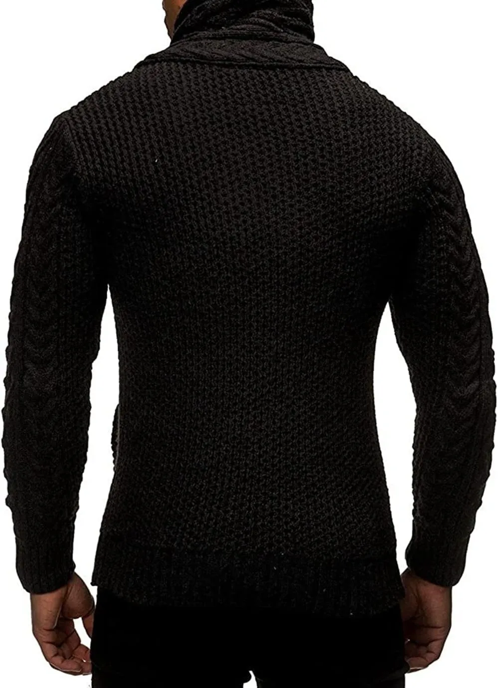Men's Turtleneck Cable Knit Button Down Cardigan,Fall Winter Pullover Casual Sweaters