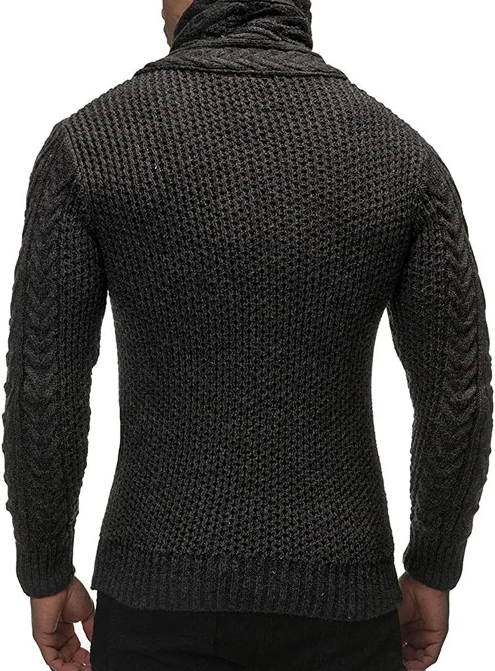 Men's Turtleneck Cable Knit Button Down Cardigan,Fall Winter Pullover Casual Sweaters