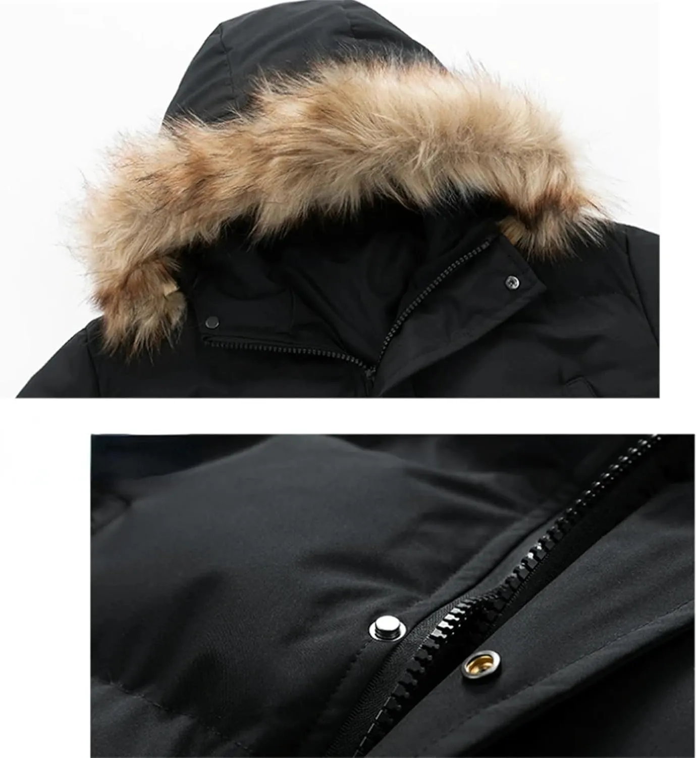 Men's Winter Hooded Long Thick Warm Down Jacket Cotton Padded Coat Couple's Casual Large Pocket Parka