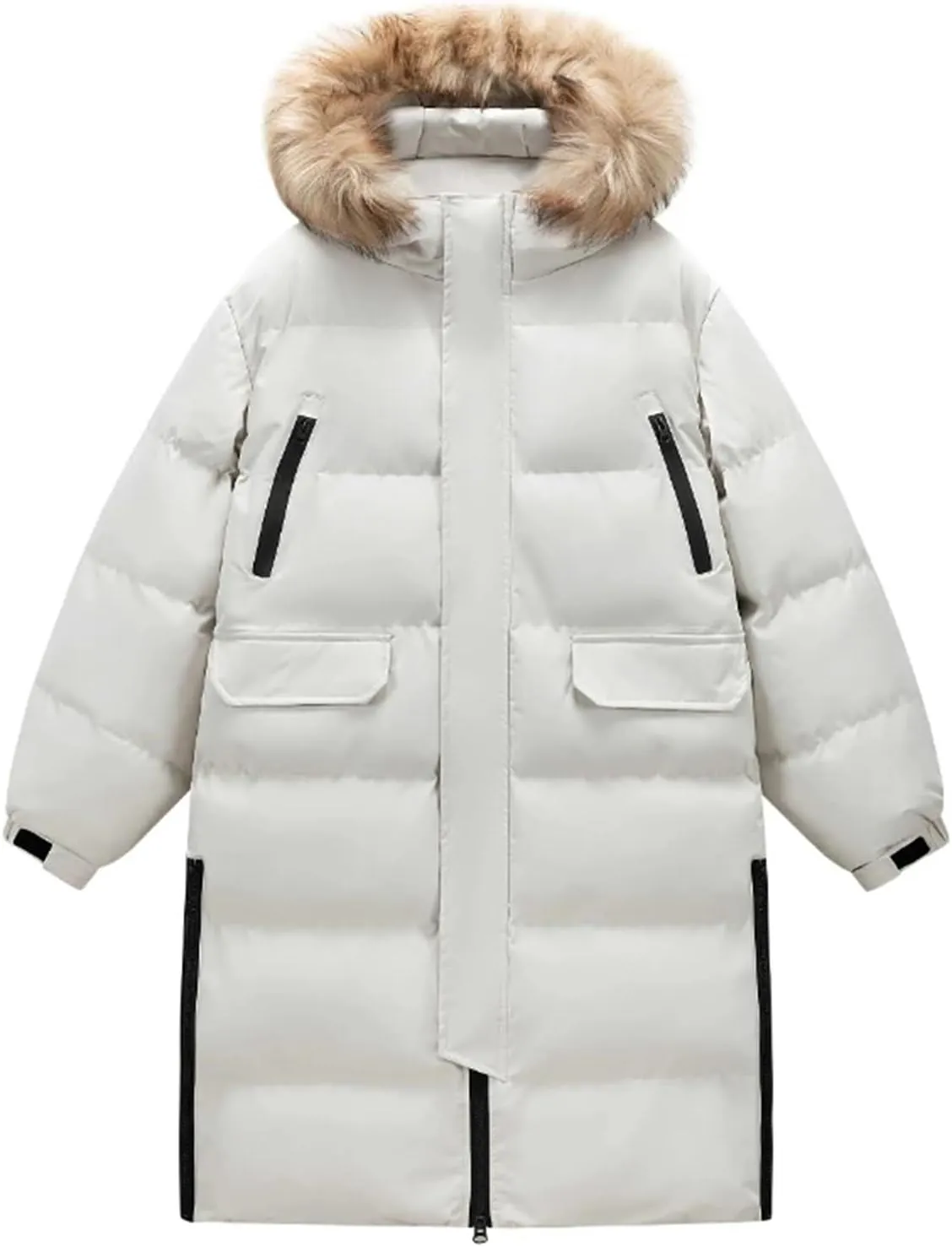 Men's Winter Hooded Long Thick Warm Down Jacket Cotton Padded Coat Couple's Casual Large Pocket Parka