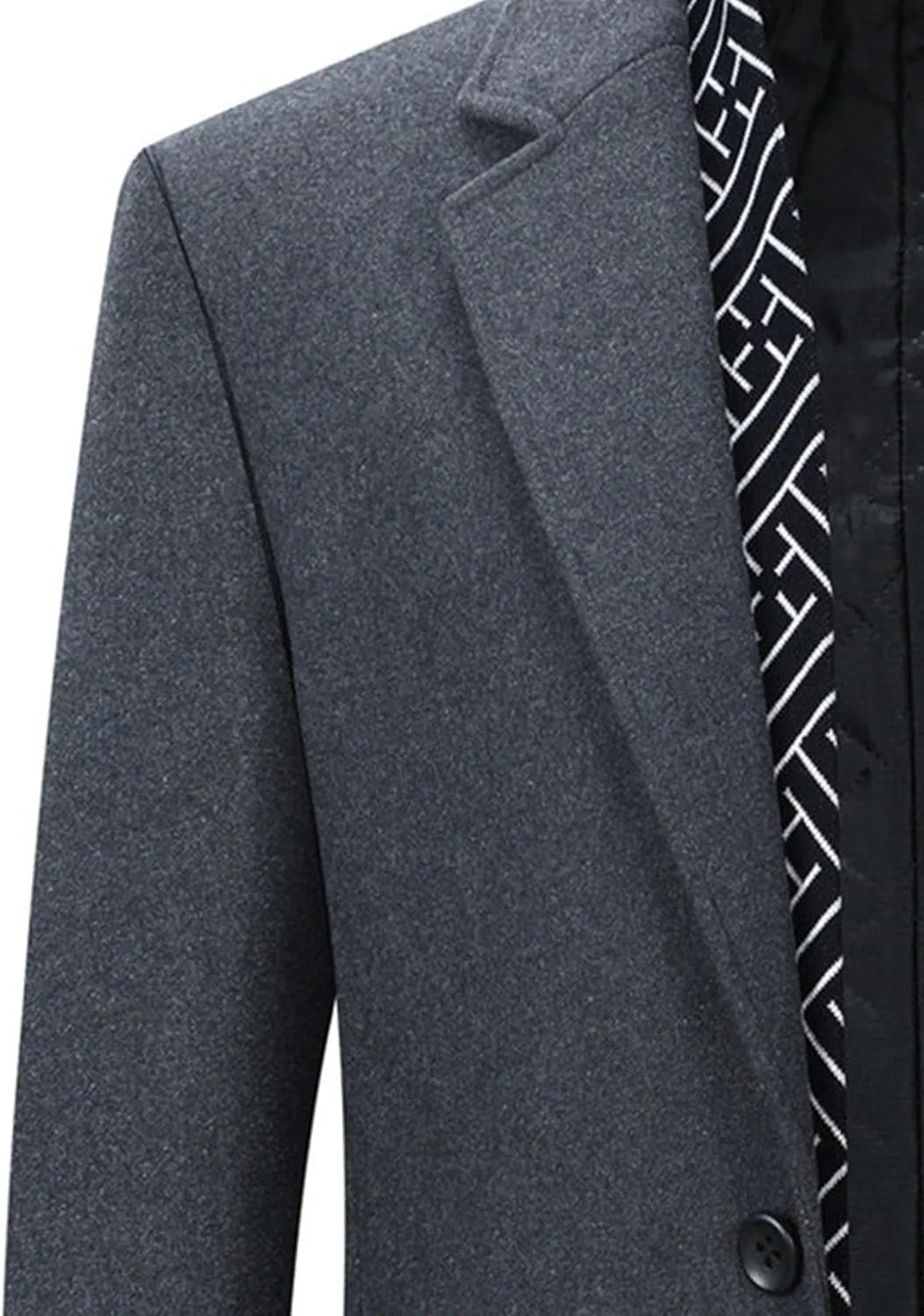 Men's Winter Trench Overcoat Coat Wool Blend Casual Suit Jacket Slim Fit Two Buttons Business Jacket