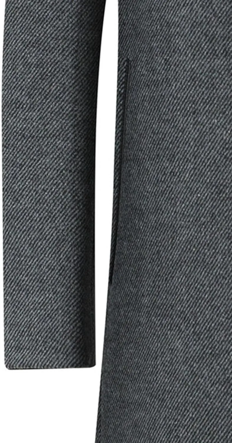 Men's Winter Trench Overcoat Coat Wool Blend Casual Suit Jacket Slim Fit Two Buttons Business Jacket