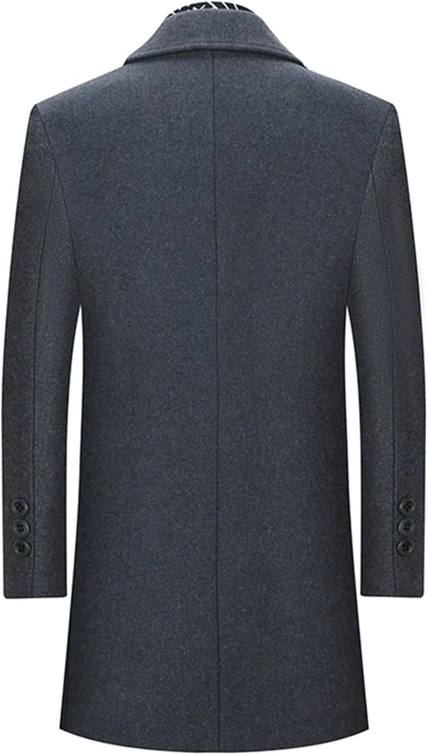 Men's Winter Trench Overcoat Coat Wool Blend Casual Suit Jacket Slim Fit Two Buttons Business Jacket