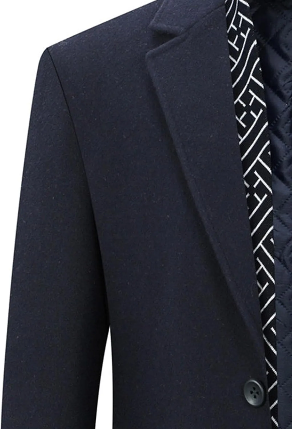 Men's Winter Trench Overcoat Coat Wool Blend Casual Suit Jacket Slim Fit Two Buttons Business Jacket