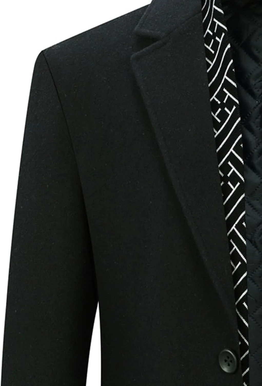 Men's Winter Trench Overcoat Coat Wool Blend Casual Suit Jacket Slim Fit Two Buttons Business Jacket