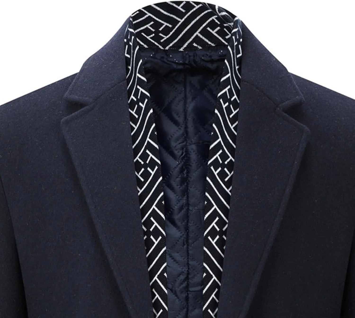 Men's Winter Trench Overcoat Coat Wool Blend Casual Suit Jacket Slim Fit Two Buttons Business Jacket