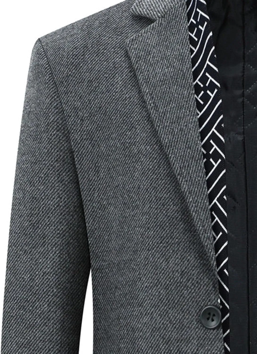Men's Winter Trench Overcoat Coat Wool Blend Casual Suit Jacket Slim Fit Two Buttons Business Jacket