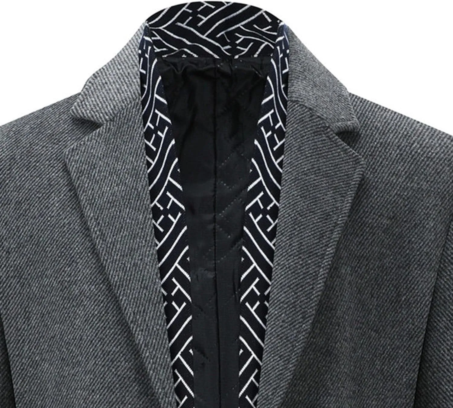 Men's Winter Trench Overcoat Coat Wool Blend Casual Suit Jacket Slim Fit Two Buttons Business Jacket