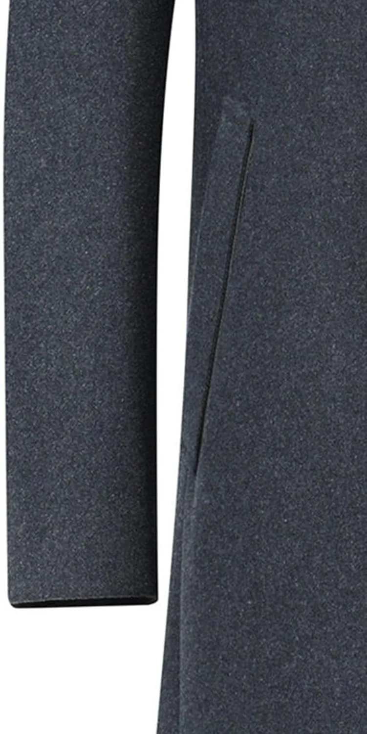 Men's Winter Trench Overcoat Coat Wool Blend Casual Suit Jacket Slim Fit Two Buttons Business Jacket