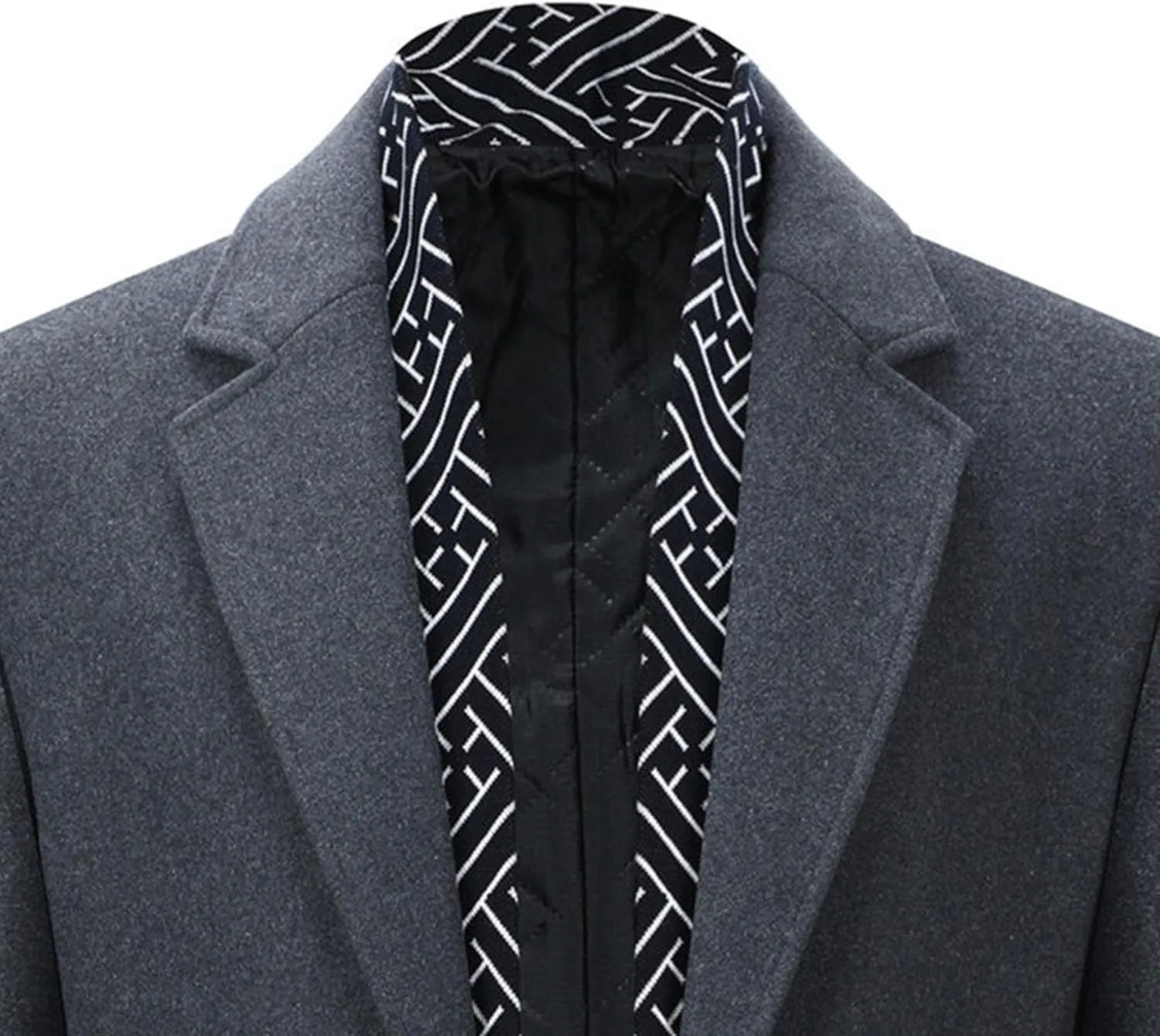 Men's Winter Trench Overcoat Coat Wool Blend Casual Suit Jacket Slim Fit Two Buttons Business Jacket