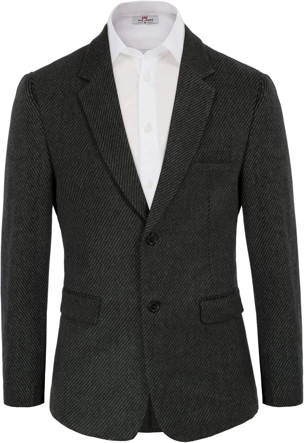 Mens Wool Blend Blazer Jacket Houndstooth Suit Blazer Notch Lapel 2 Button