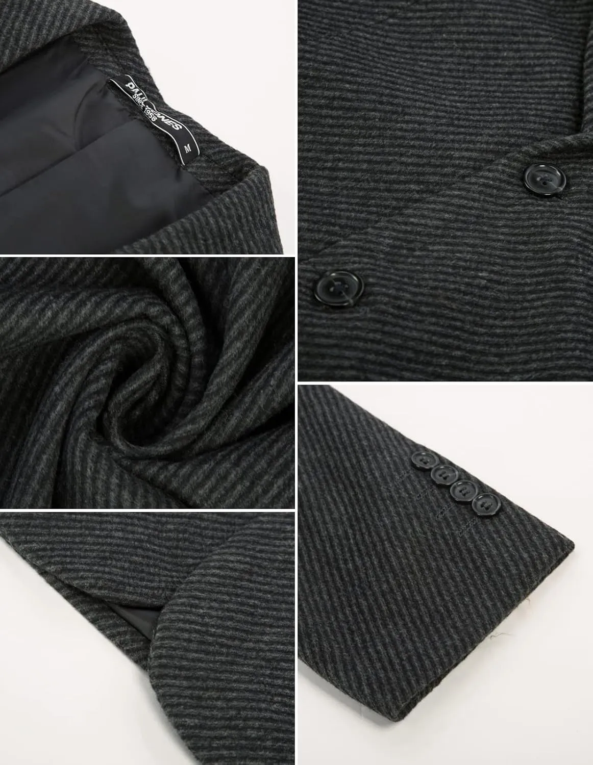 Mens Wool Blend Blazer Jacket Houndstooth Suit Blazer Notch Lapel 2 Button