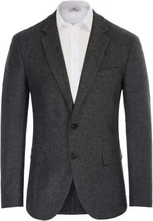 Mens Wool Blend Blazer Jacket Houndstooth Suit Blazer Notch Lapel 2 Button
