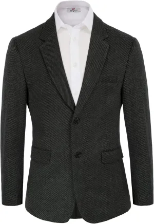 Mens Wool Blend Blazer Jacket Houndstooth Suit Blazer Notch Lapel 2 Button