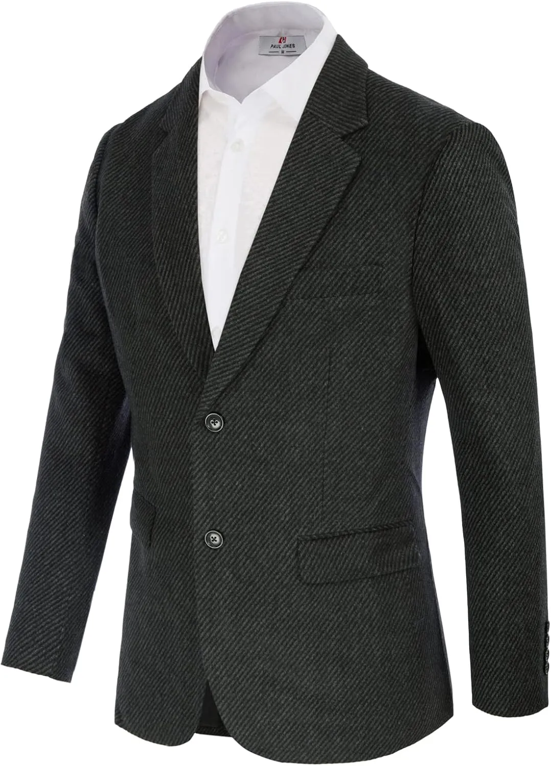 Mens Wool Blend Blazer Jacket Houndstooth Suit Blazer Notch Lapel 2 Button