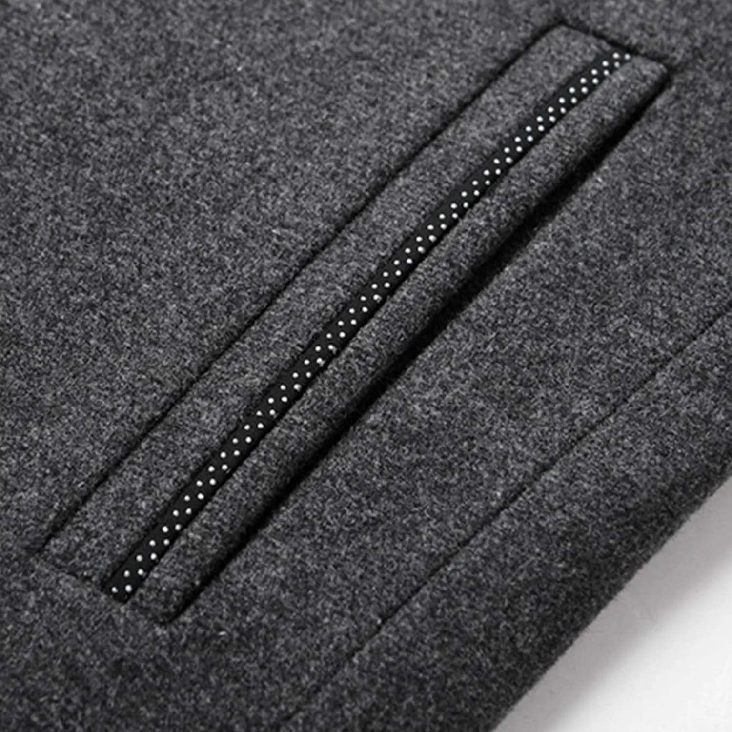 Mens Wool Blend Blazer Jacket Single Breasted Business Blazer Jacket Stand Collar Wool Blend Coat Wih Pockets