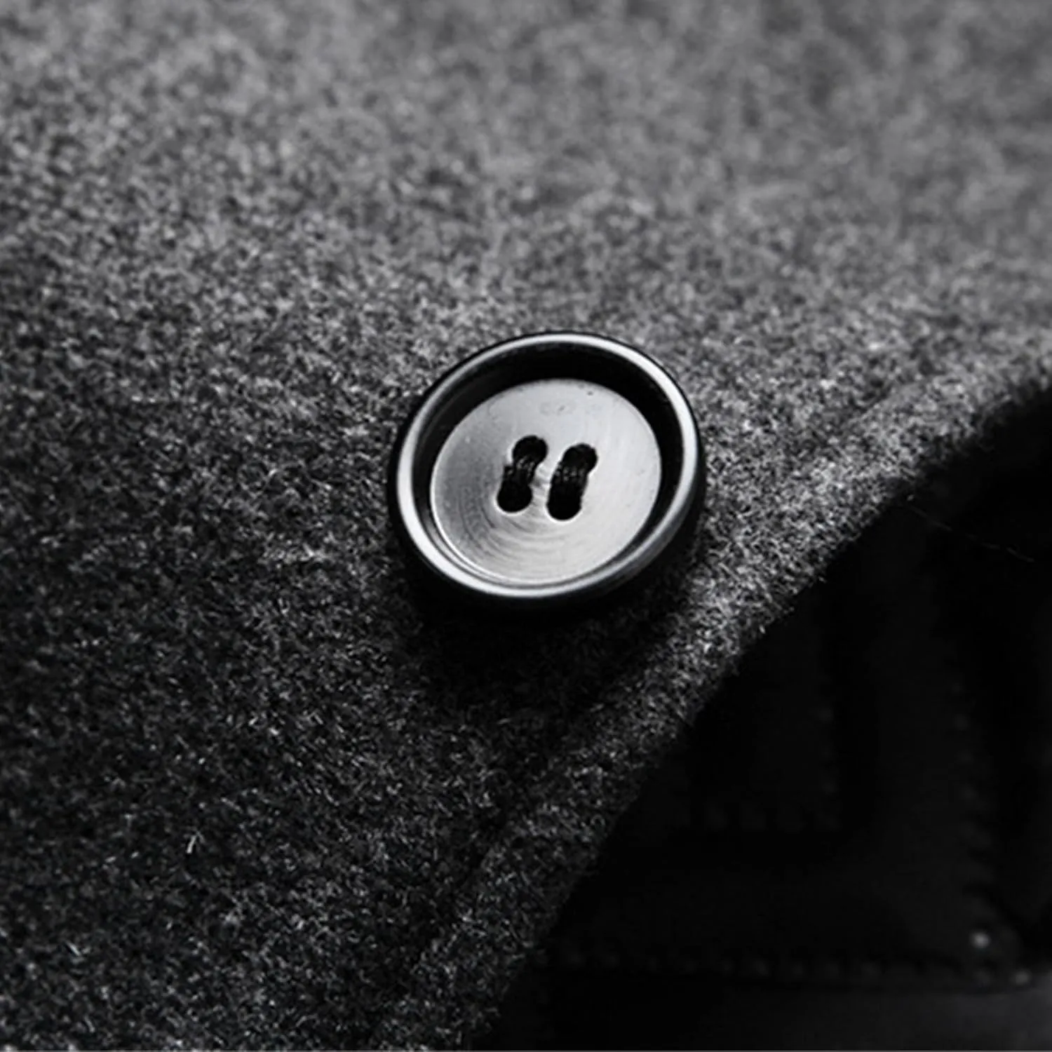 Mens Wool Blend Blazer Jacket Single Breasted Business Blazer Jacket Stand Collar Wool Blend Coat Wih Pockets