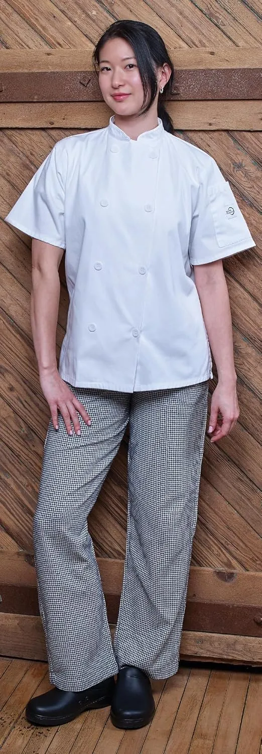 Mercer Culinary M61071HTM Genesis Women's Chef Cargo Pant in Hounds Tooth, Medium, Black/White