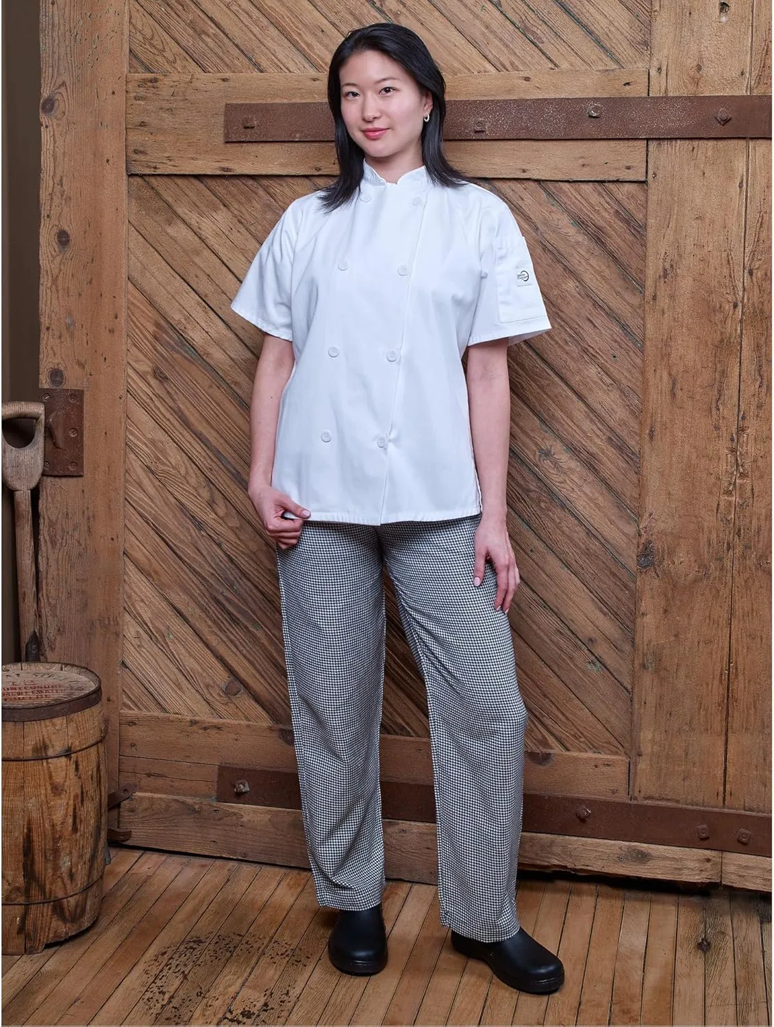 Mercer Culinary M61071HTM Genesis Women's Chef Cargo Pant in Hounds Tooth, Medium, Black/White