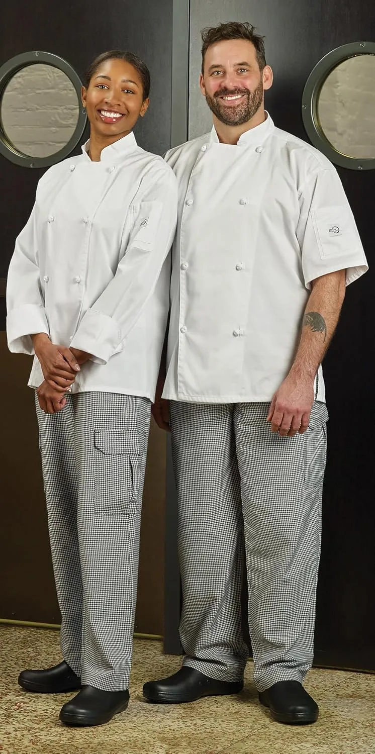 Mercer Culinary M61071HTM Genesis Women's Chef Cargo Pant in Hounds Tooth, Medium, Black/White