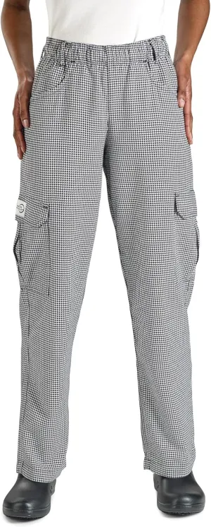 Mercer Culinary M61071HTM Genesis Women's Chef Cargo Pant in Hounds Tooth, Medium, Black/White