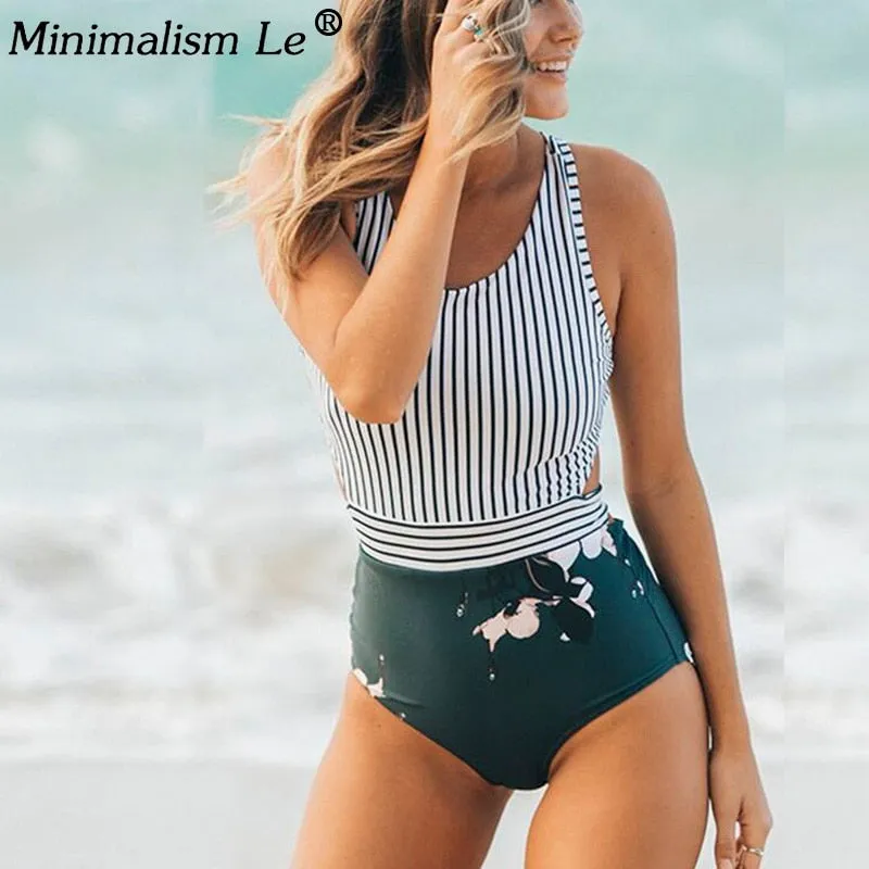 Minimalism Le Print Stripe Bikinis