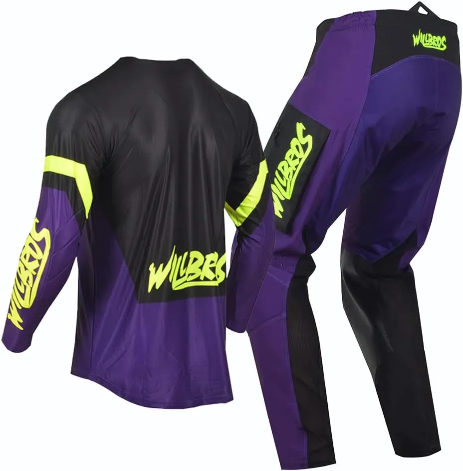 Motocross Jersey Pants Combo Mens Women Dirt Bike MX Gear Set Offroad with Zipper Pockets Racewear Adult