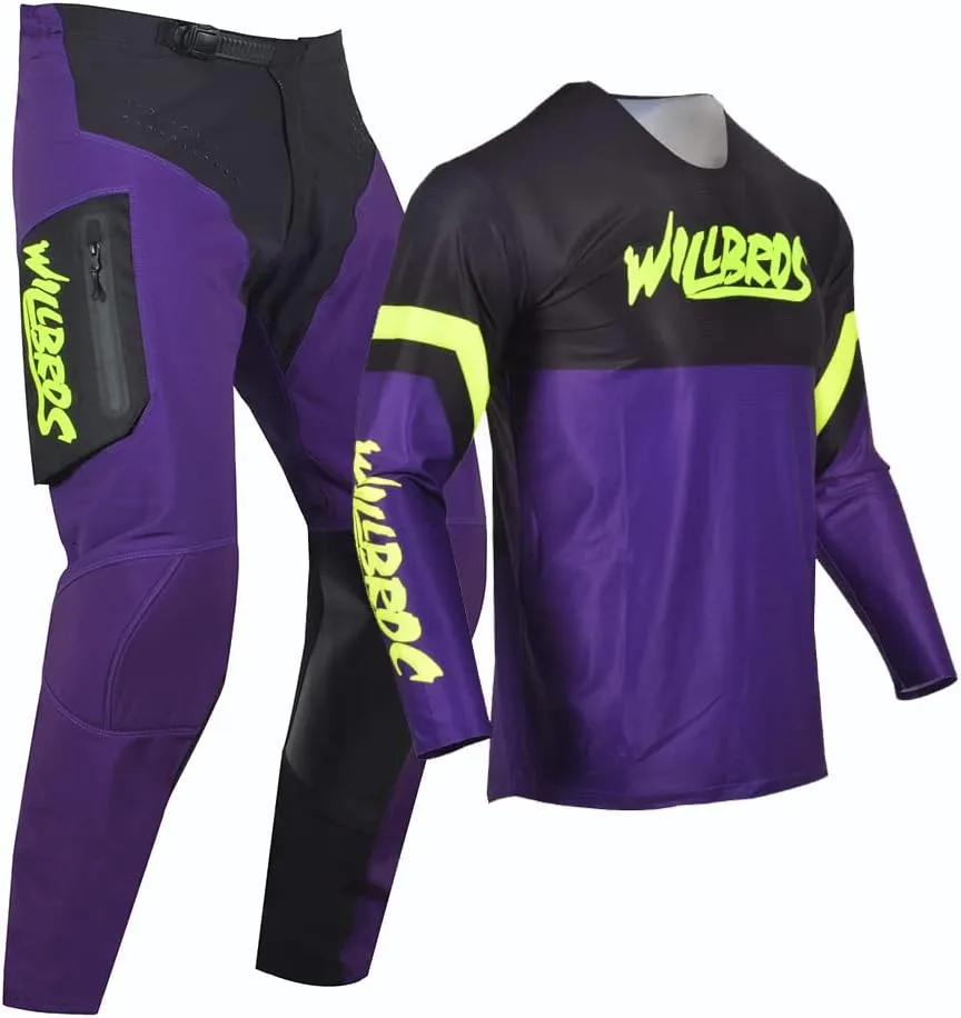 Motocross Jersey Pants Combo Mens Women Dirt Bike MX Gear Set Offroad with Zipper Pockets Racewear Adult