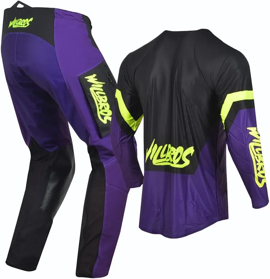 Motocross Jersey Pants Combo Mens Women Dirt Bike MX Gear Set Offroad with Zipper Pockets Racewear Adult
