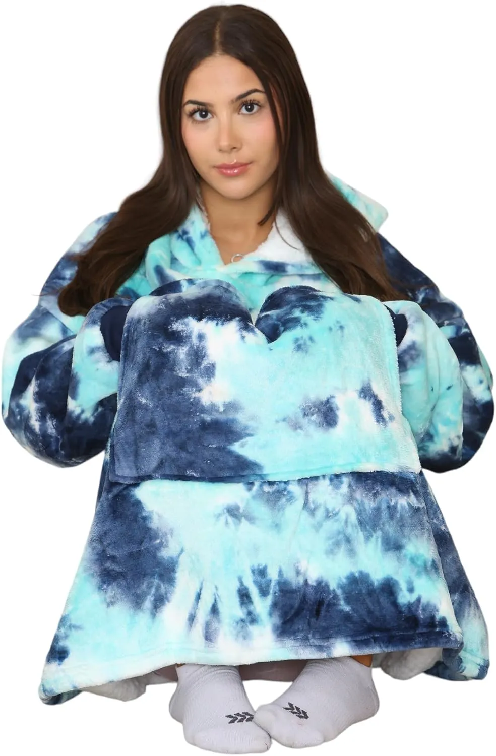 MS9 Women's Oversized Wearable Blanket Fleece Hoodie Sherpa Soft and Warm Lining