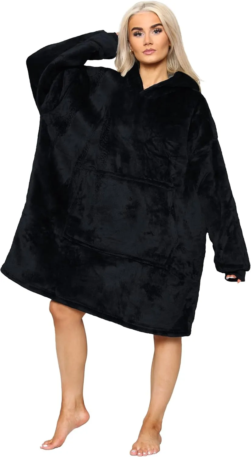 MS9 Women's Oversized Wearable Blanket Fleece Hoodie Sherpa Soft and Warm Lining