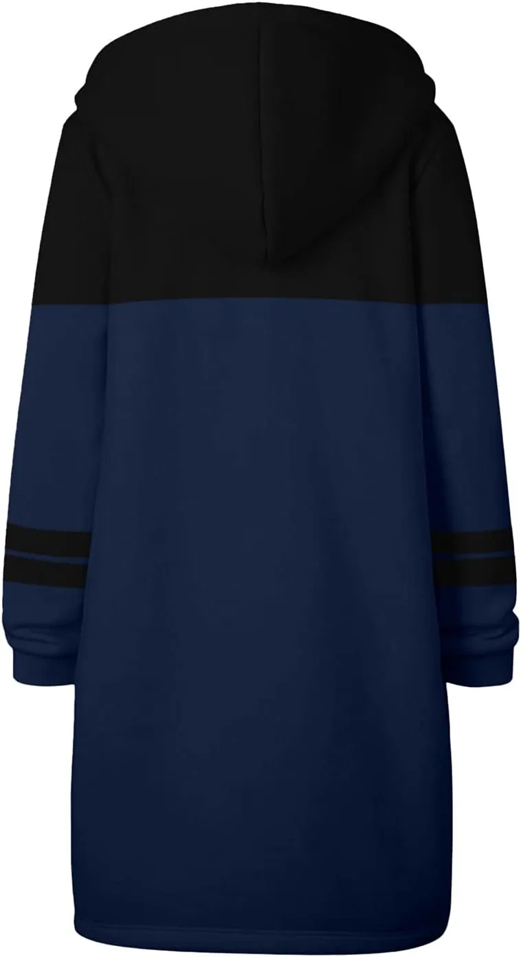 Muyise Women's Zip Up Long Hoodie Jacket Lightweight Tunic Sweatshirt Winter Warm Long Sleeve Hooded Outerwear with Pockets