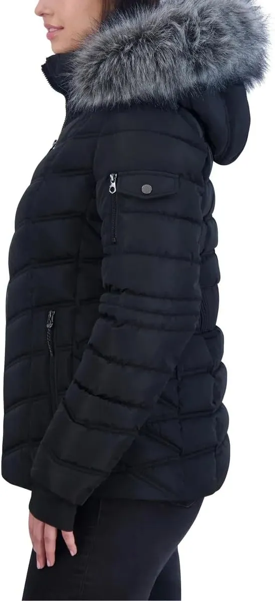 Nautica Ladies' Puffer Water Resistant with Faux Fur Hood