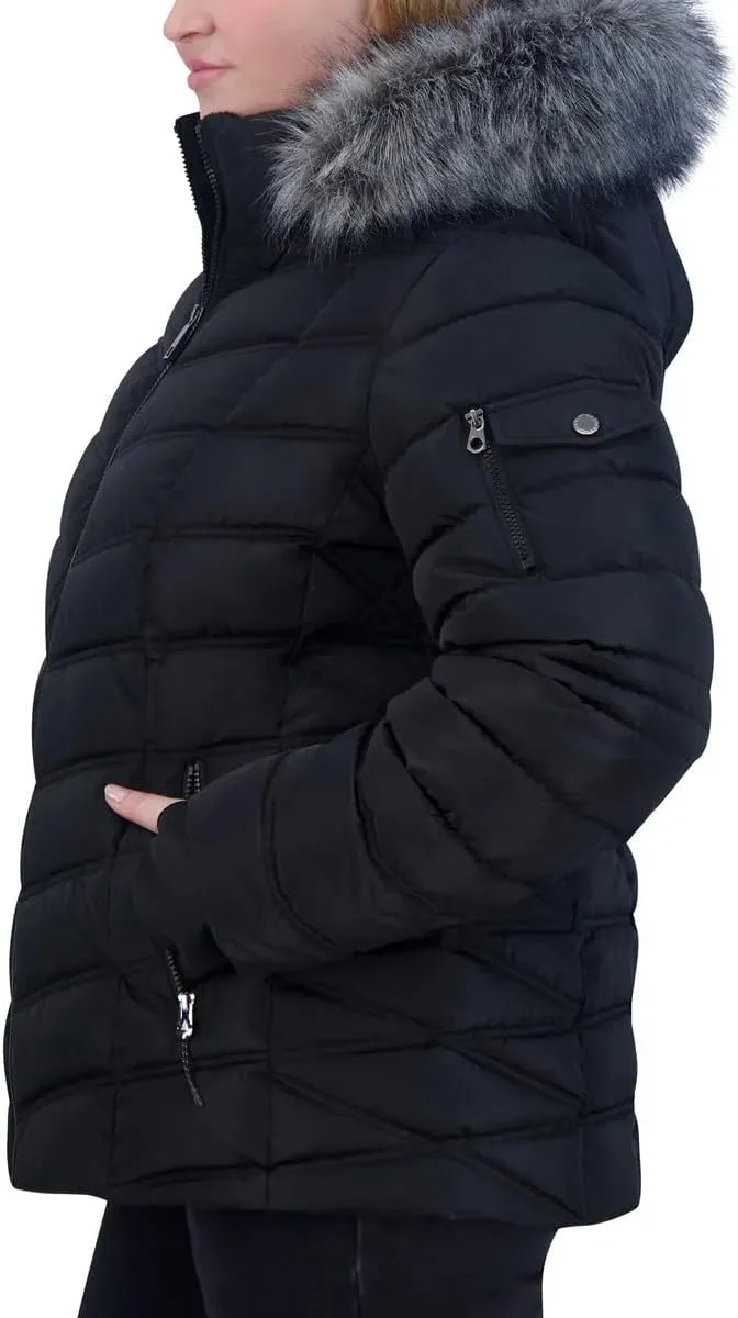 Nautica Ladies' Puffer Water Resistant with Faux Fur Hood