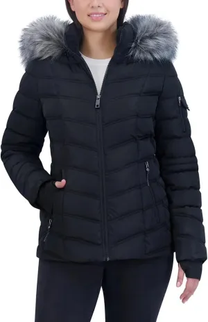 Nautica Ladies' Puffer Water Resistant with Faux Fur Hood