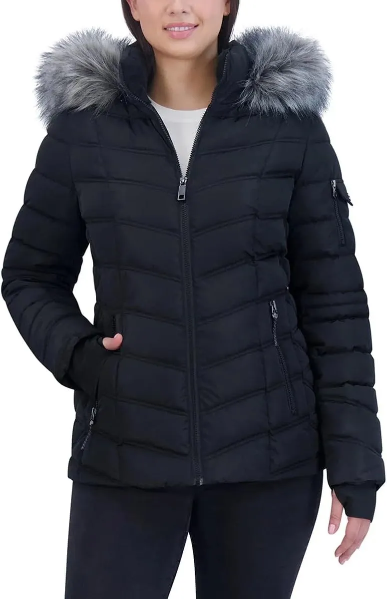 Nautica Ladies' Puffer Water Resistant with Faux Fur Hood