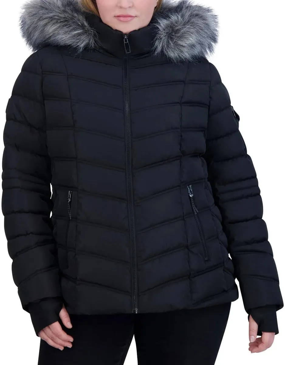 Nautica Ladies' Puffer Water Resistant with Faux Fur Hood