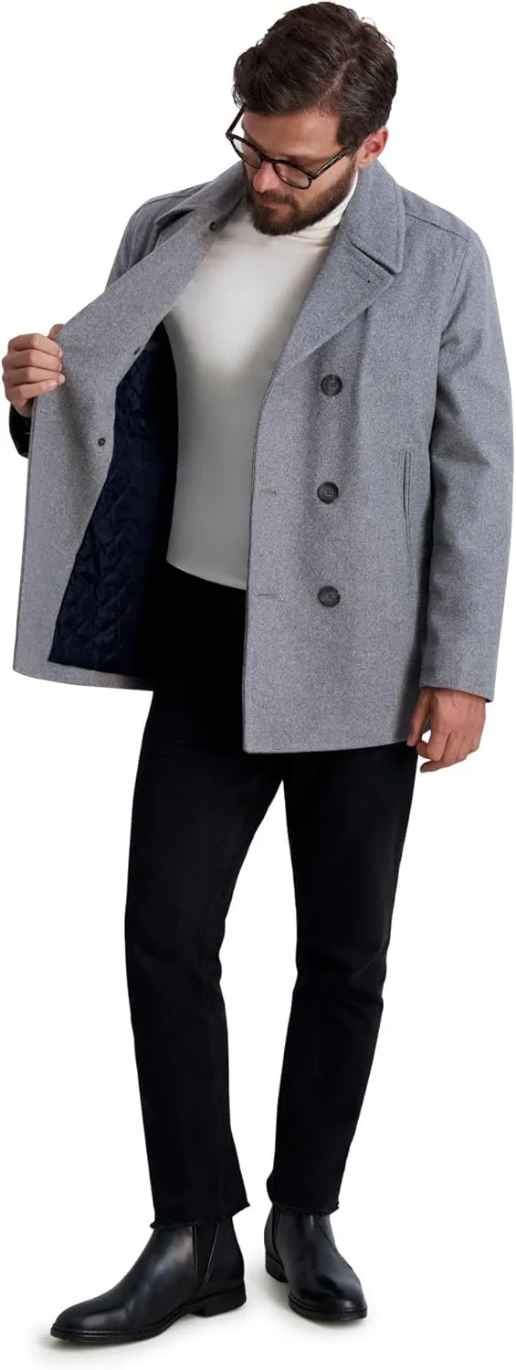 Nautica Men's Peacoat Wool Blend Double Breasted Winter Coat
